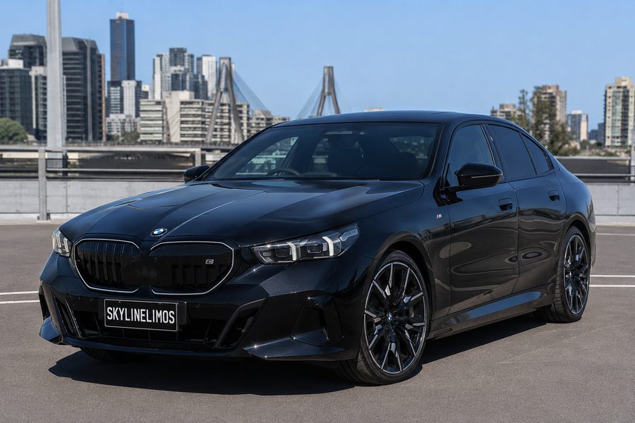 BMW i5 business sedan chauffeur car, Sydney
